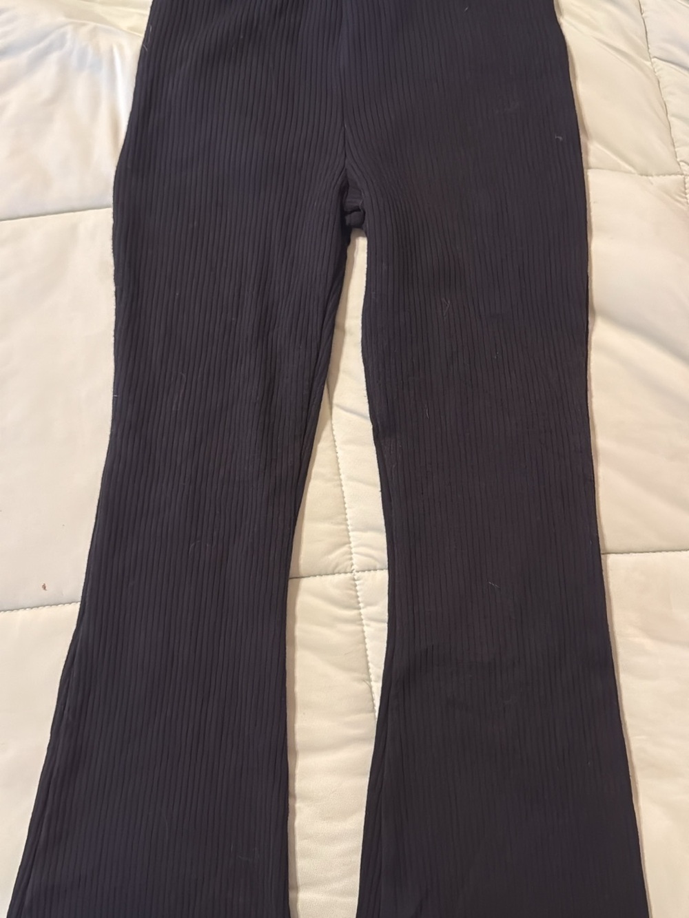 wonder nation Black Ribbed Flare Leggings for Kids